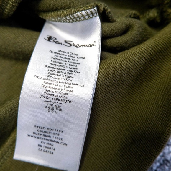 Ben Sherman Mens Jacket Size M Green Knit Nylon & Cotton Bomber Style Jacket - Picture 11 of 14